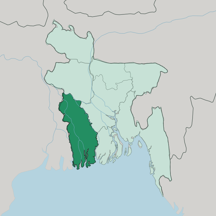 Map showing Khulna Division — In Bangladesh
