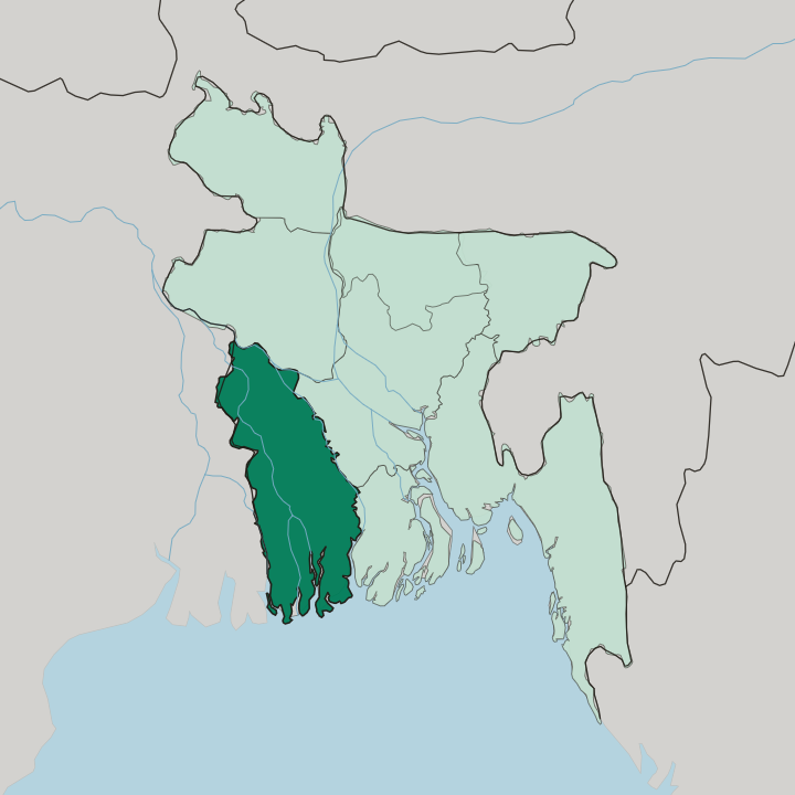 Map showing Khulna Division — In Bangladesh