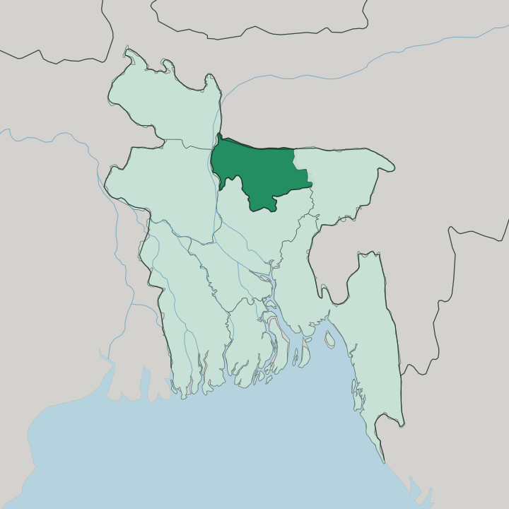 Map showing Mymensingh Division — In Bangladesh