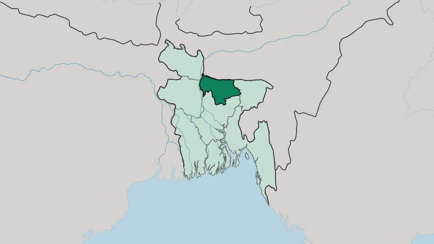 Map of Mymensingh Division in Bangladesh