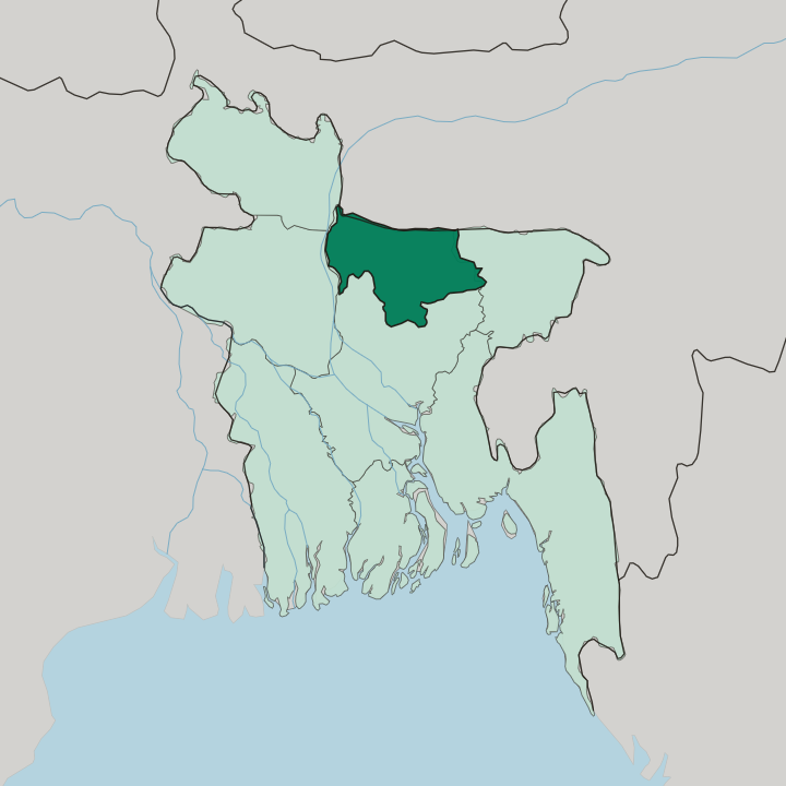 Map showing Mymensingh Division — In Bangladesh