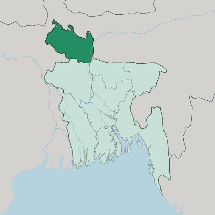 Map showing Rangpur Division — In Bangladesh