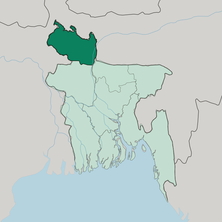 Map showing Rangpur Division — In Bangladesh