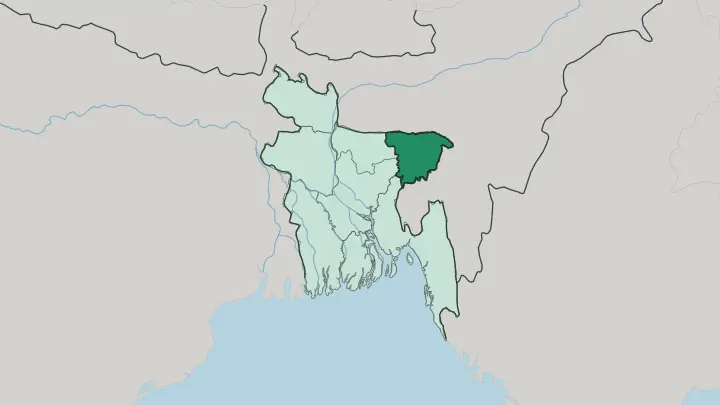 Map of Sylhet Division in Bangladesh