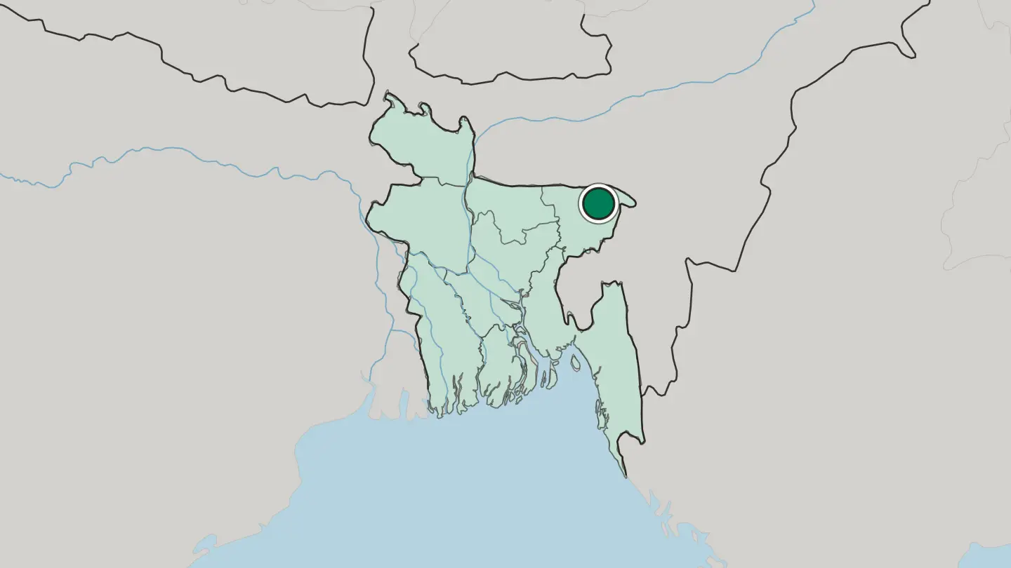 Map of Sylhet in Bangladesh