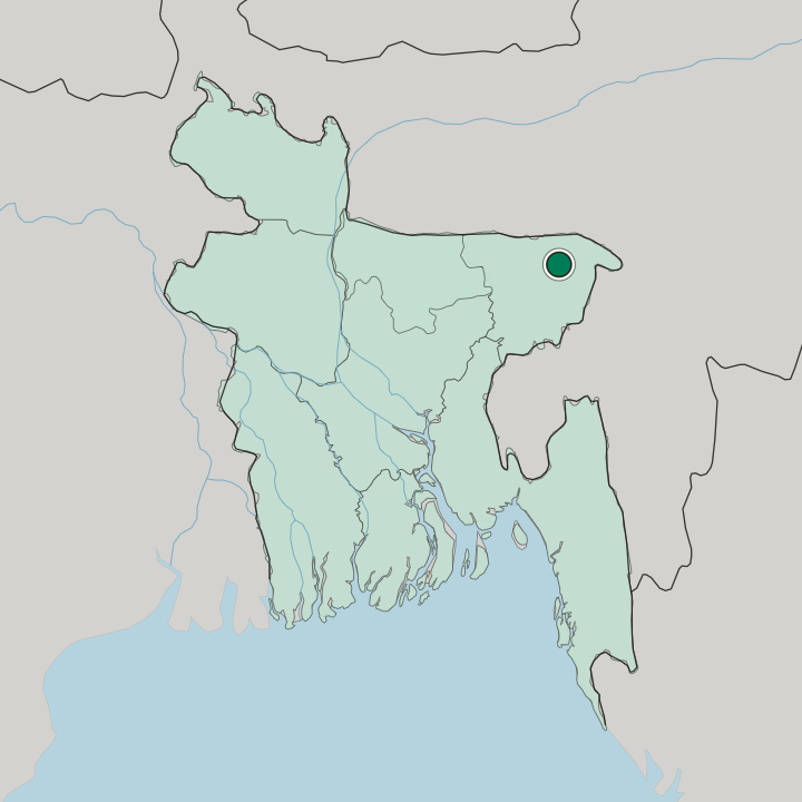 Map showing Sylhet — In Bangladesh