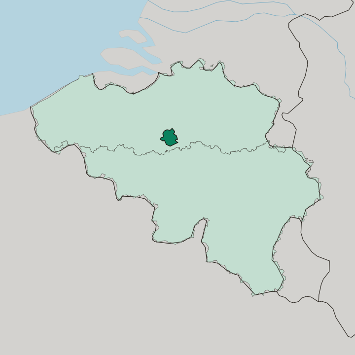 Map showing Bruxelles-Capitale — In Belgium
