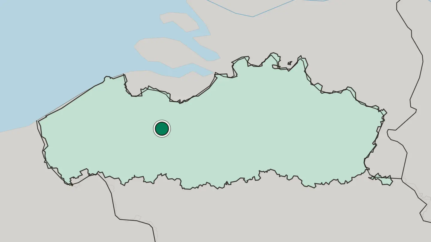 Map of Gent in Belgium