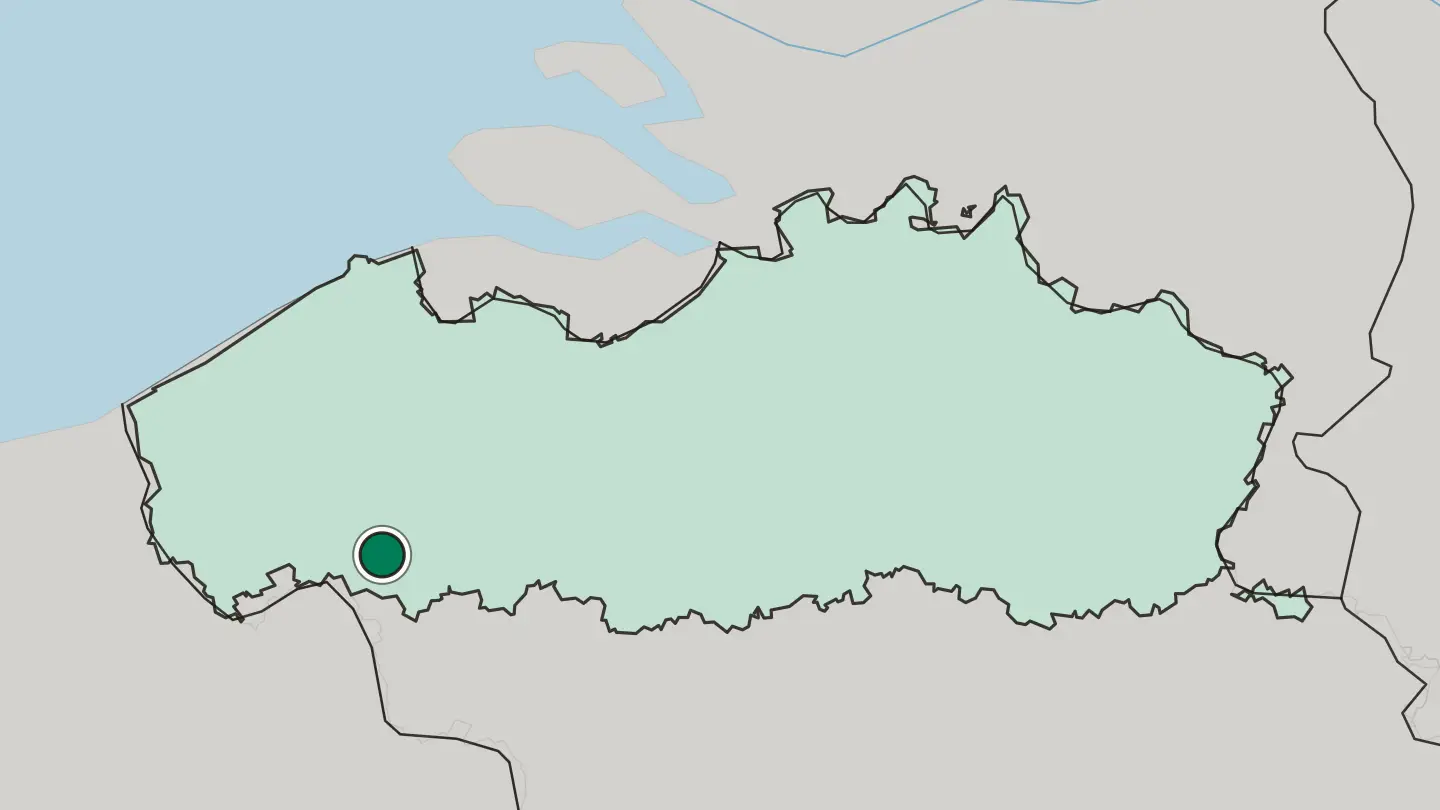 Map of Kortrijk in Belgium