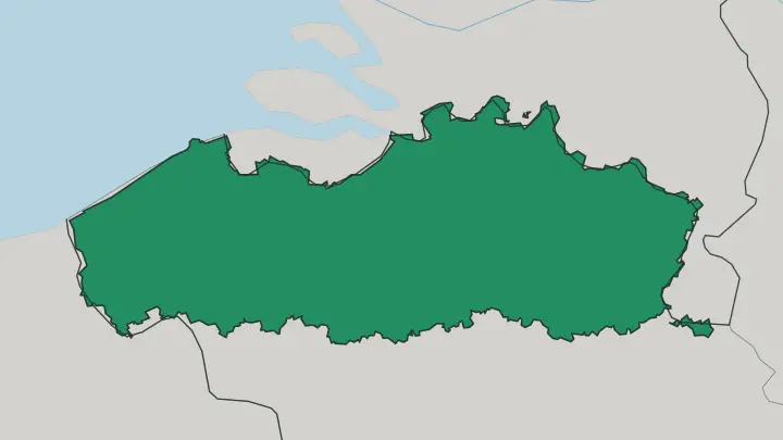 Map of Flanders in Belgium