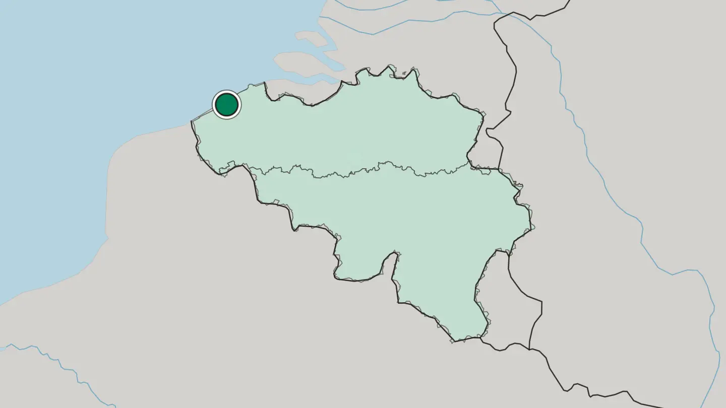 Map of Ostend in Belgium