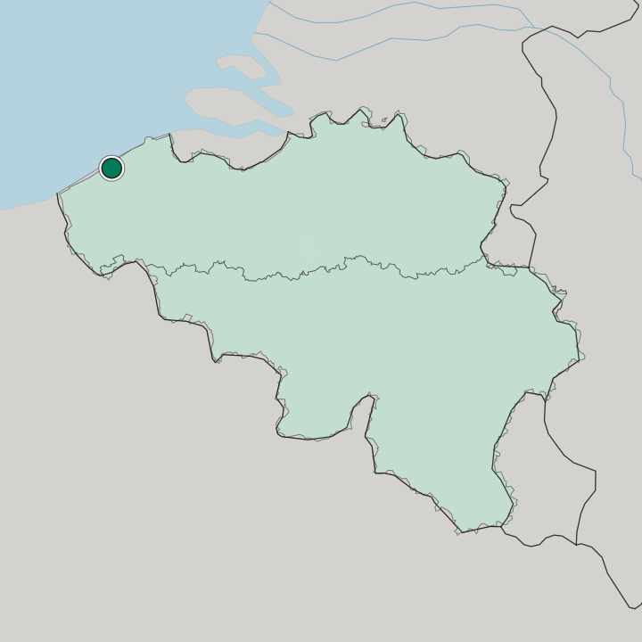 Map showing Ostend — In Belgium