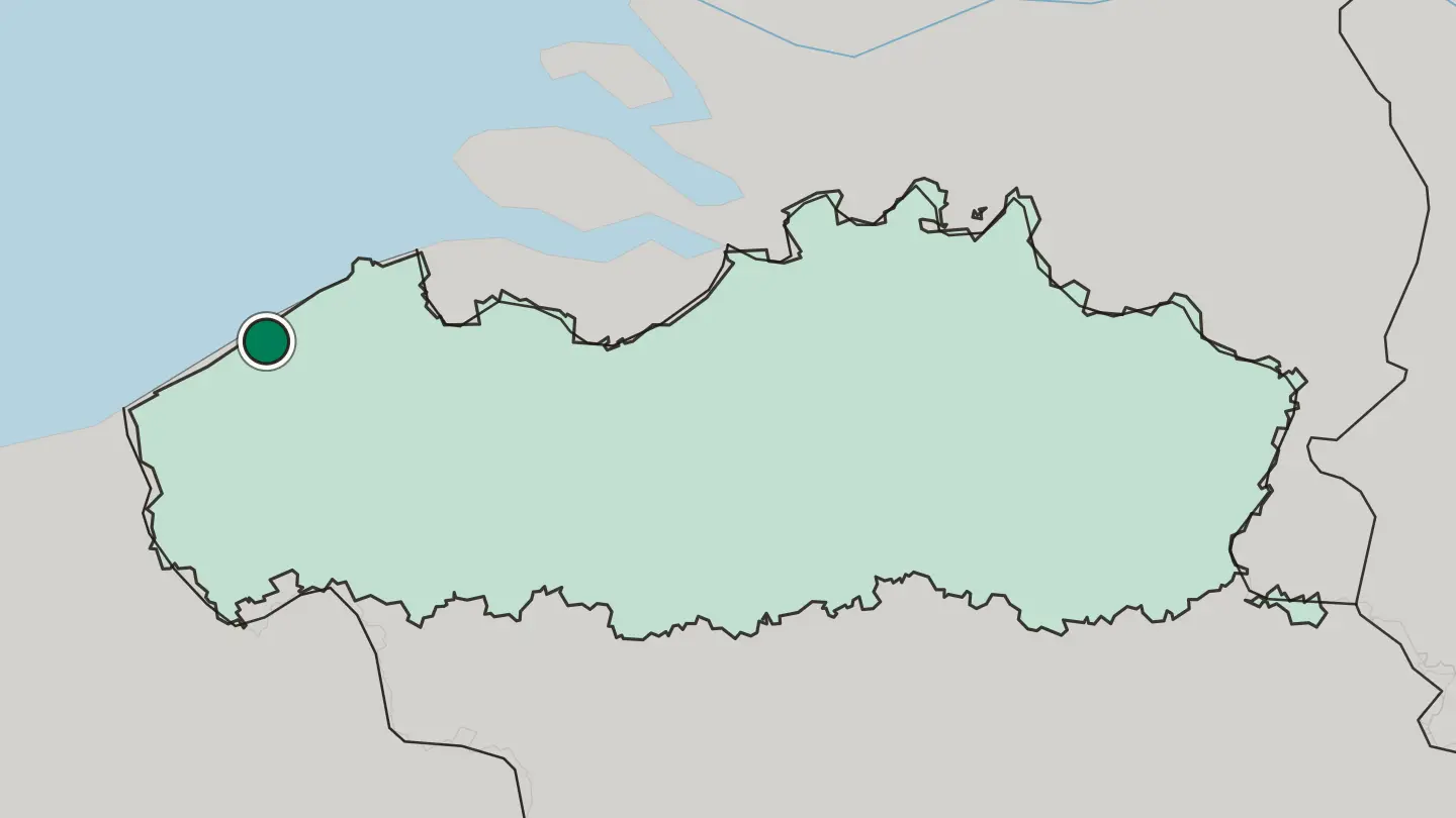 Map of Ostend in Belgium