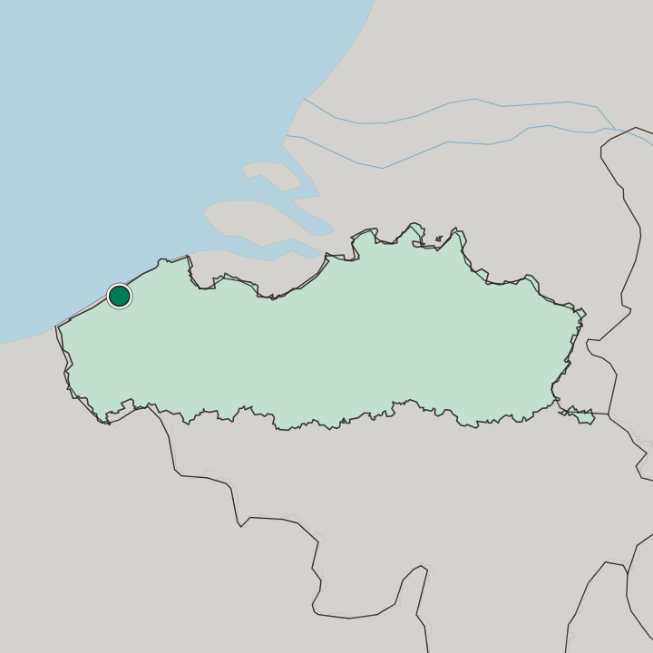 Map showing Ostend — In Flanders