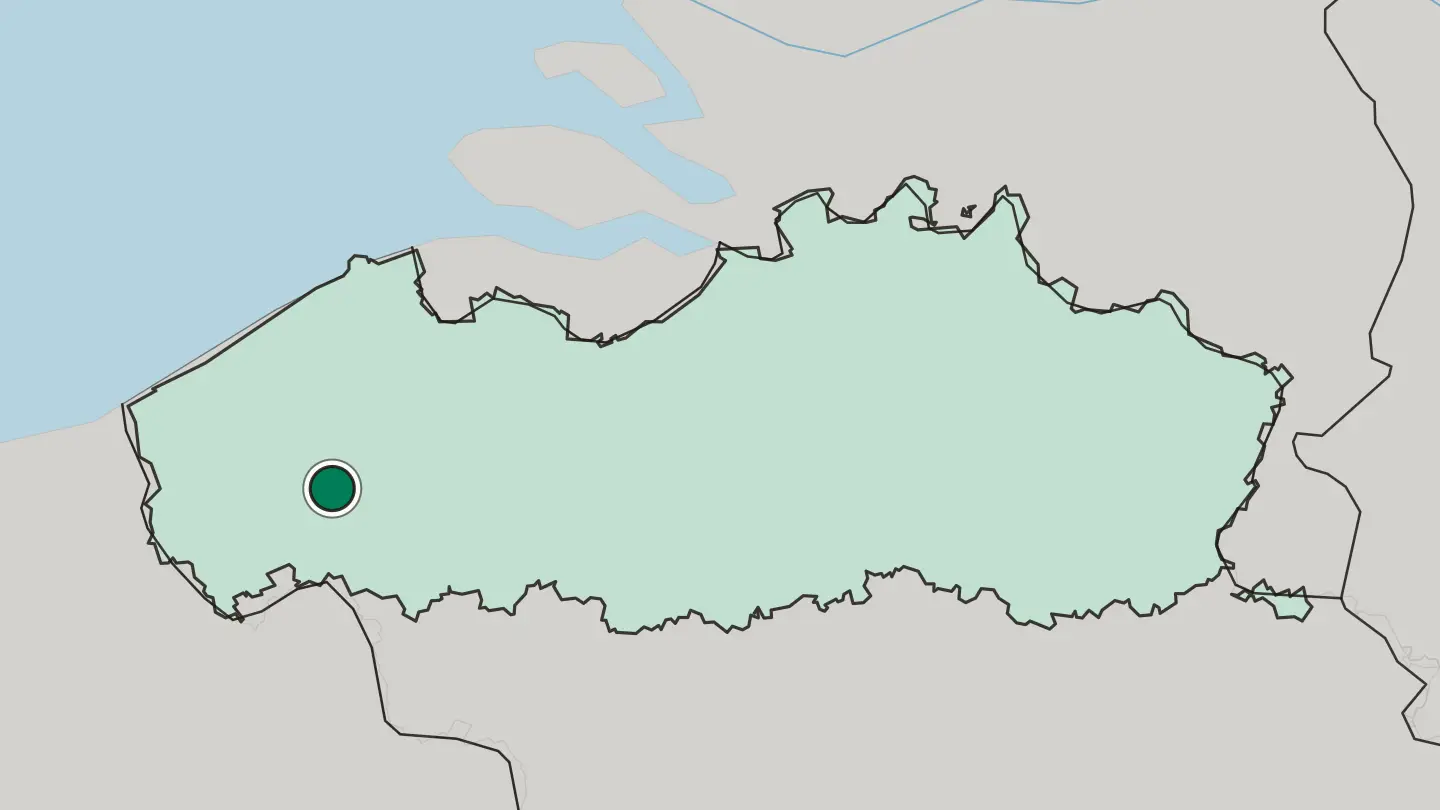Map of Roeselare in Belgium