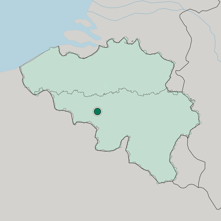 Map showing La Louvière — In Belgium