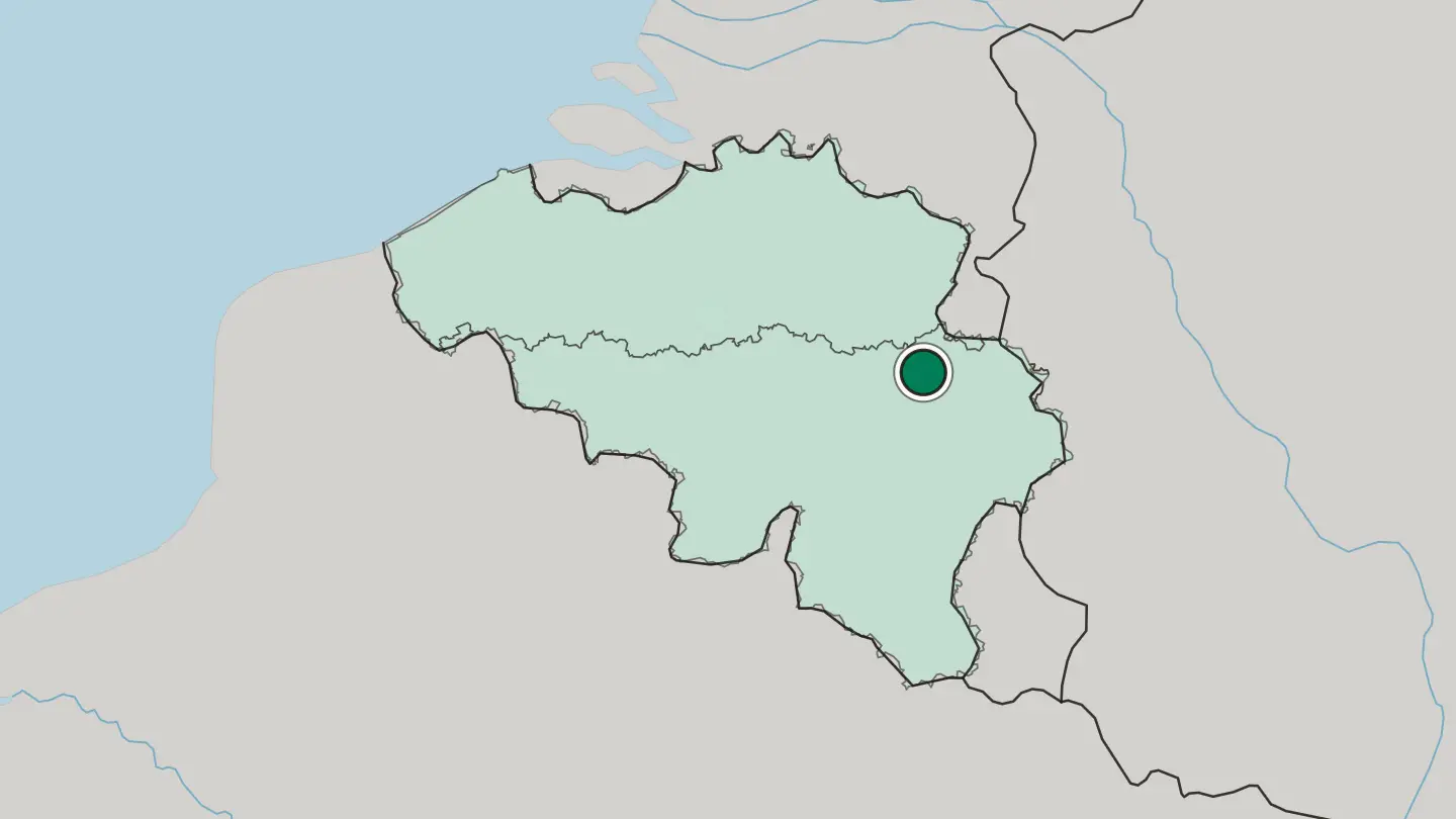 Map of Liège in Belgium