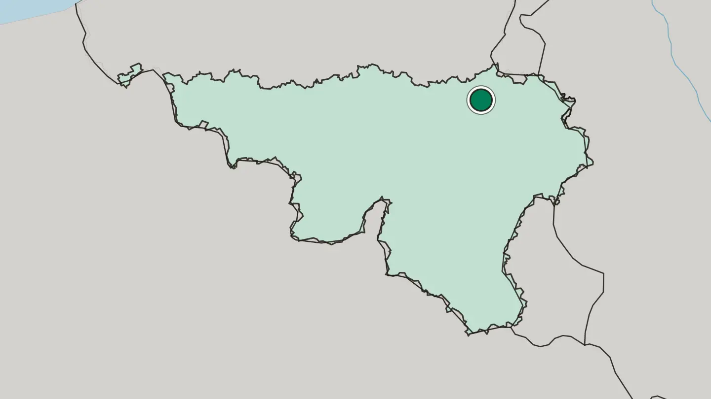 Map of Liège in Belgium
