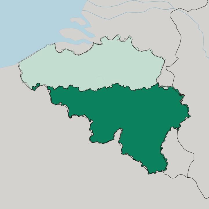 Map showing Wallonia — In Belgium