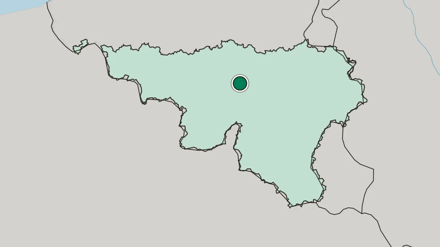 Map of Namur in Belgium