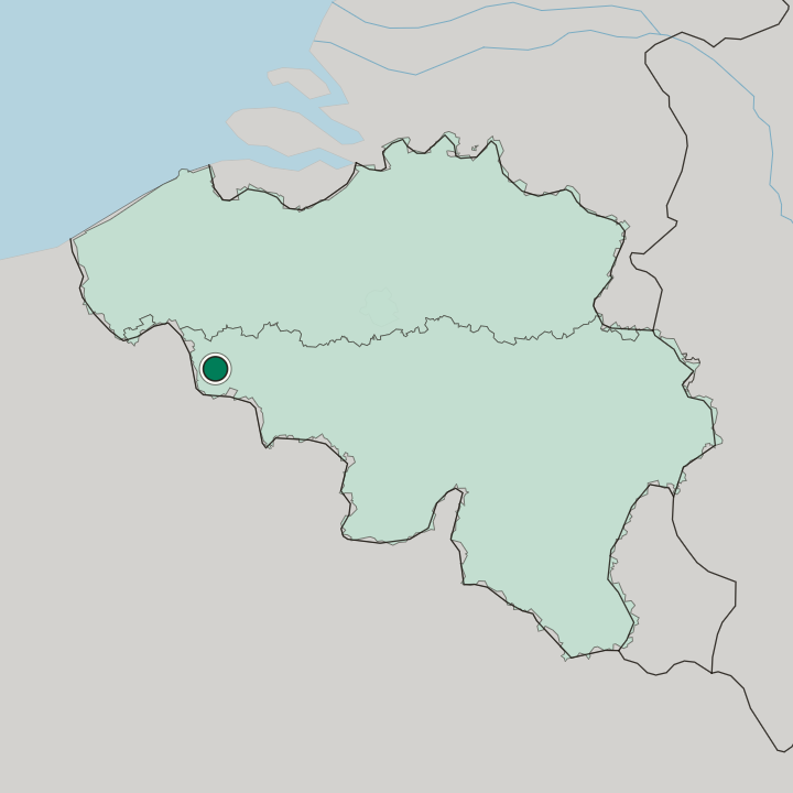 Map showing Tournai — In Belgium