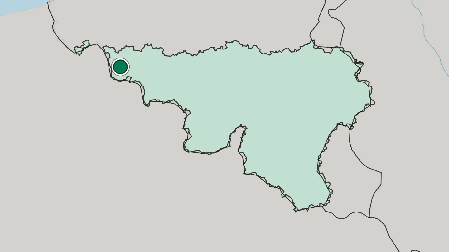 Map of Tournai in Belgium
