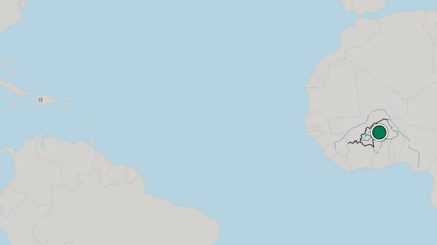 Map of Ouagadougou in Burkina Faso