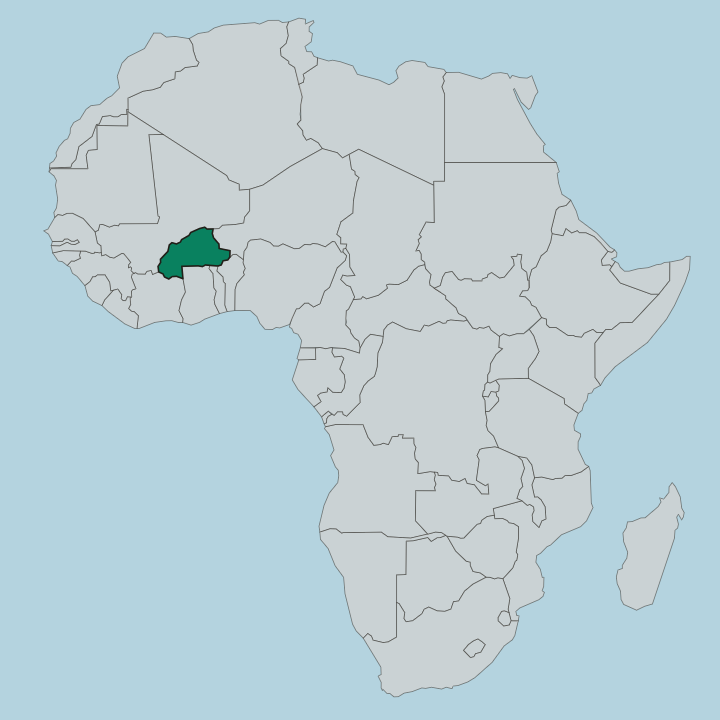 Map showing Burkina Faso — In Africa