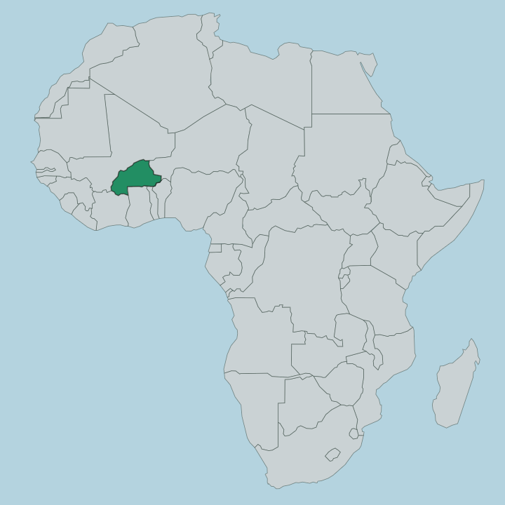 Map showing Burkina Faso — In Africa