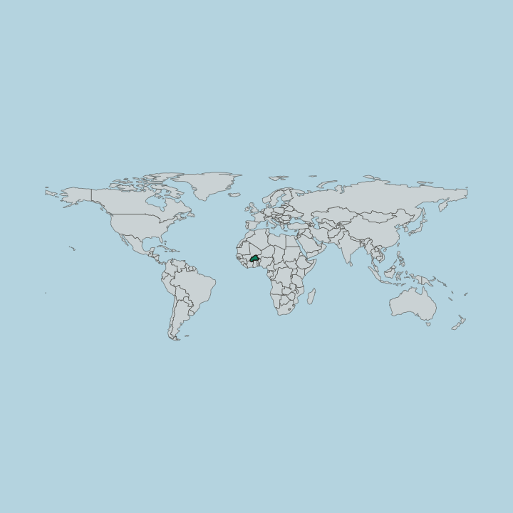Map showing Burkina Faso — Worldwide