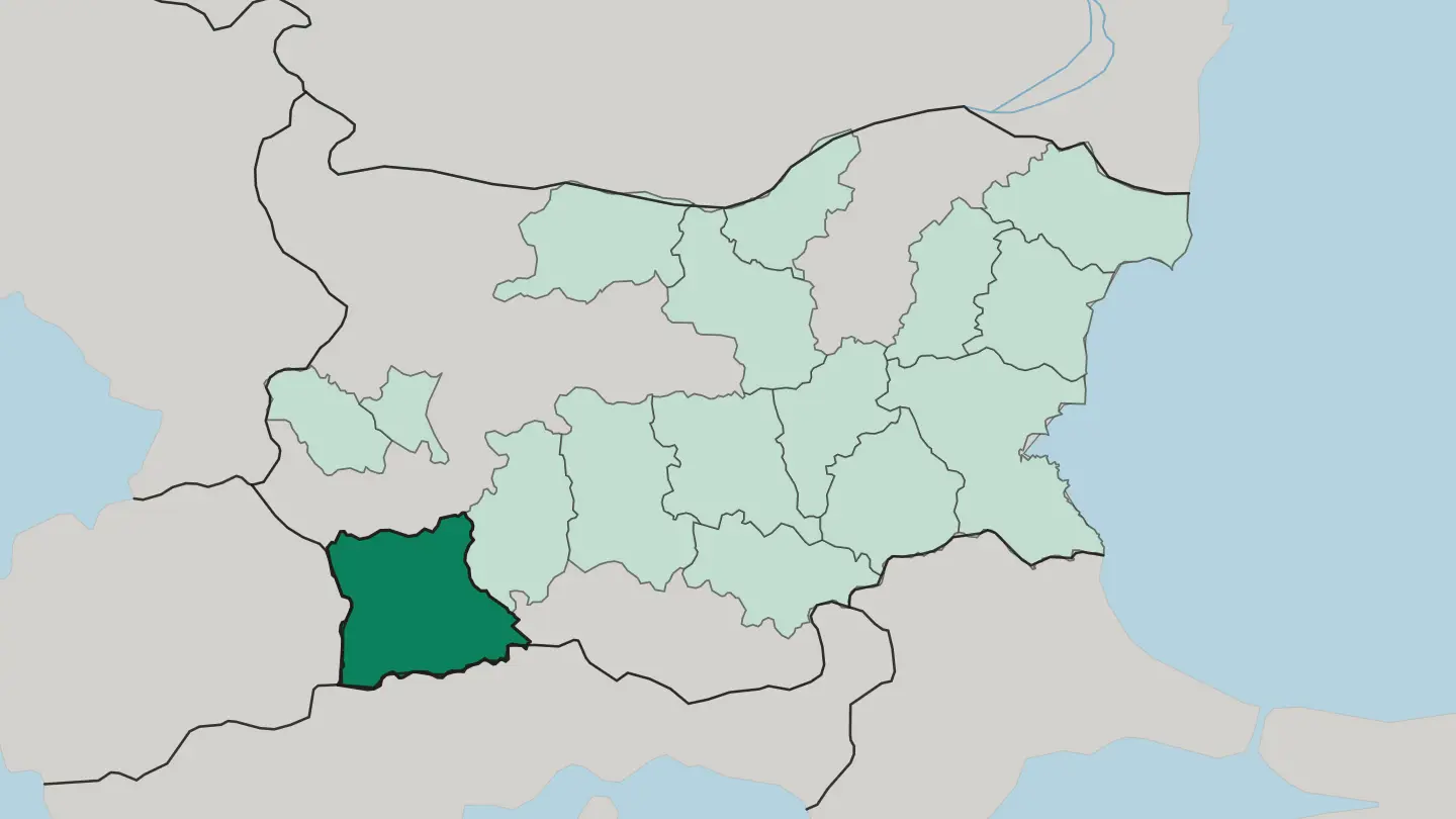 Map of Blagoevgrad in Bulgaria