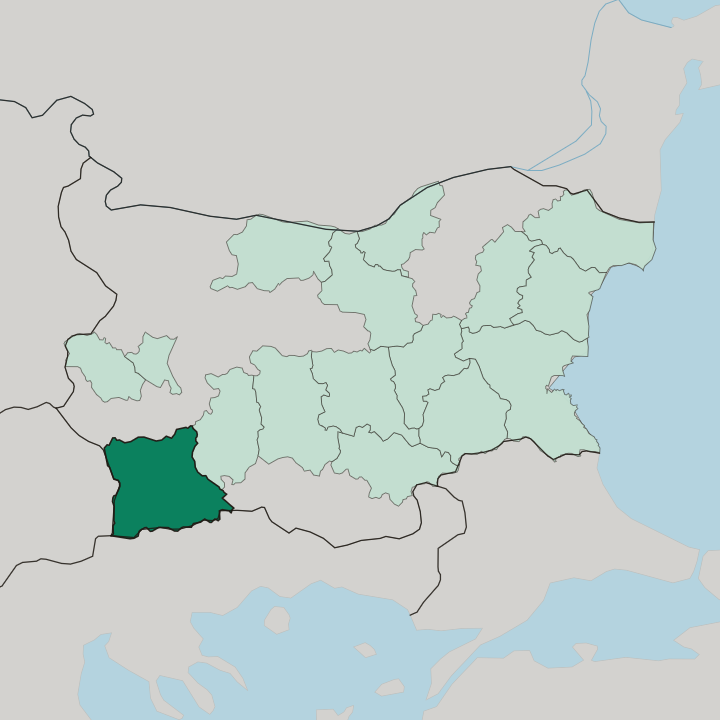 Map showing Blagoevgrad — In Bulgaria