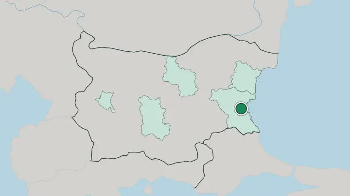 Map of Burgas in Bulgaria