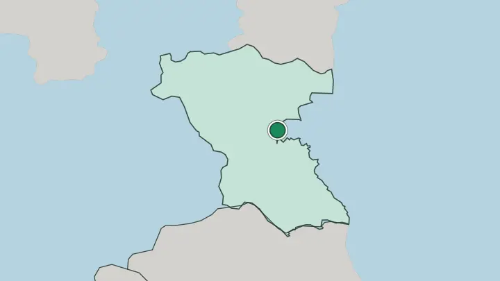 Map of Burgas in Bulgaria