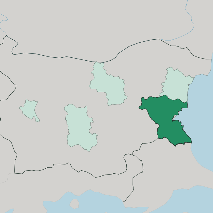 Map showing Burgas — In Bulgaria