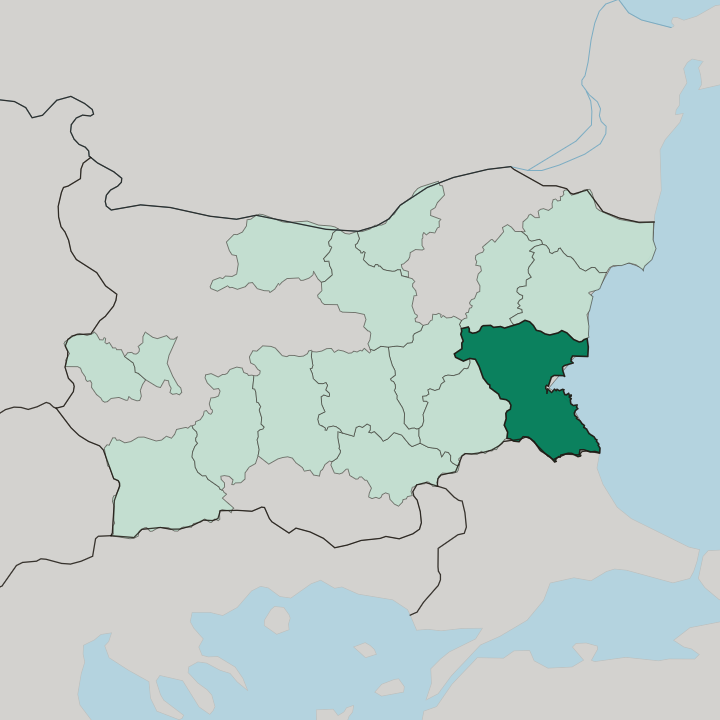 Map showing Burgas — In Bulgaria