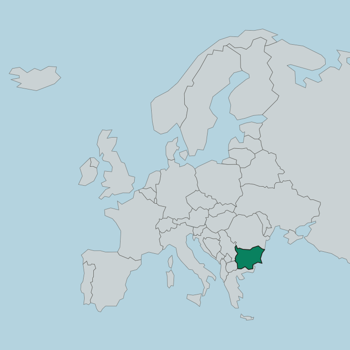 Map showing Bulgaria — In Europe