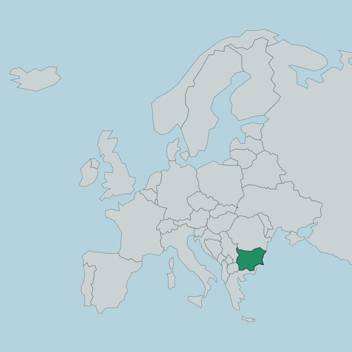 Map showing Bulgaria — In Europe