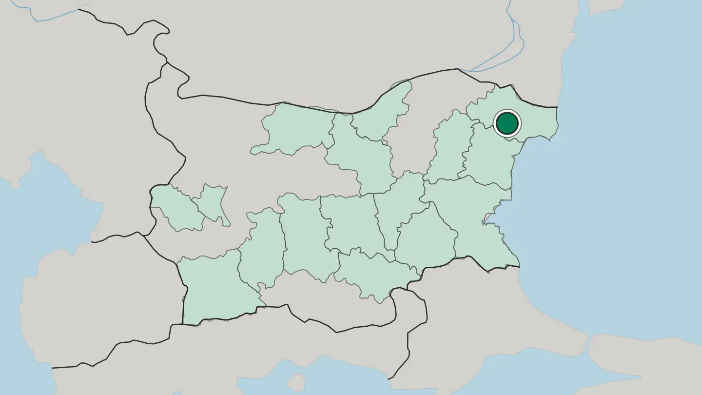 Map of Dobrich in Bulgaria