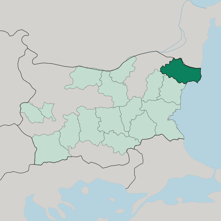 Map showing Oblast Dobrich — In Bulgaria