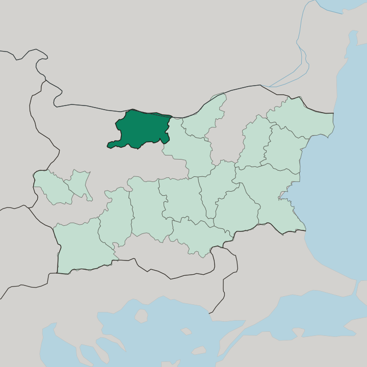 Map showing Oblast Pleven — In Bulgaria