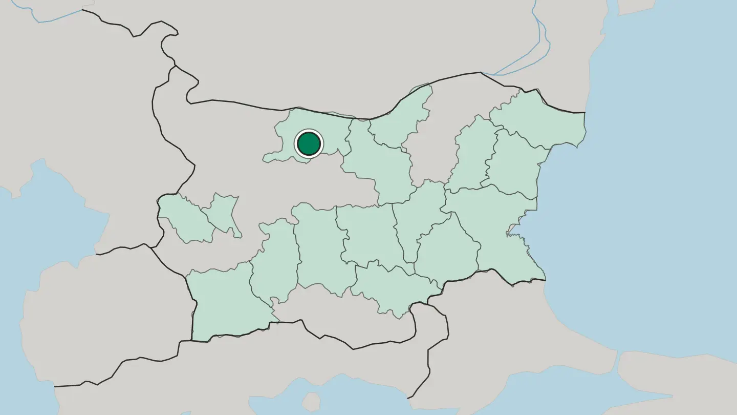 Map of Pleven in Bulgaria