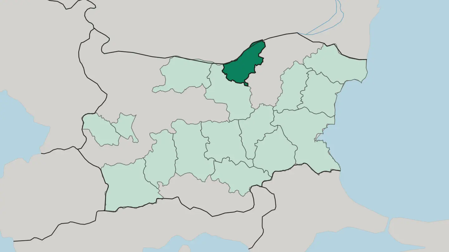 Map of Oblast Ruse in Bulgaria