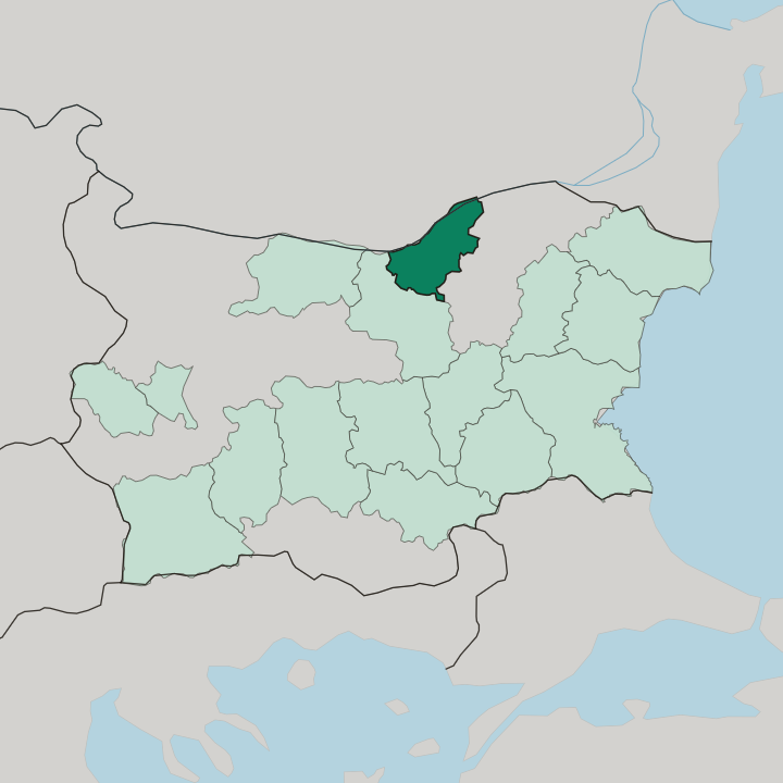 Map showing Oblast Ruse — In Bulgaria