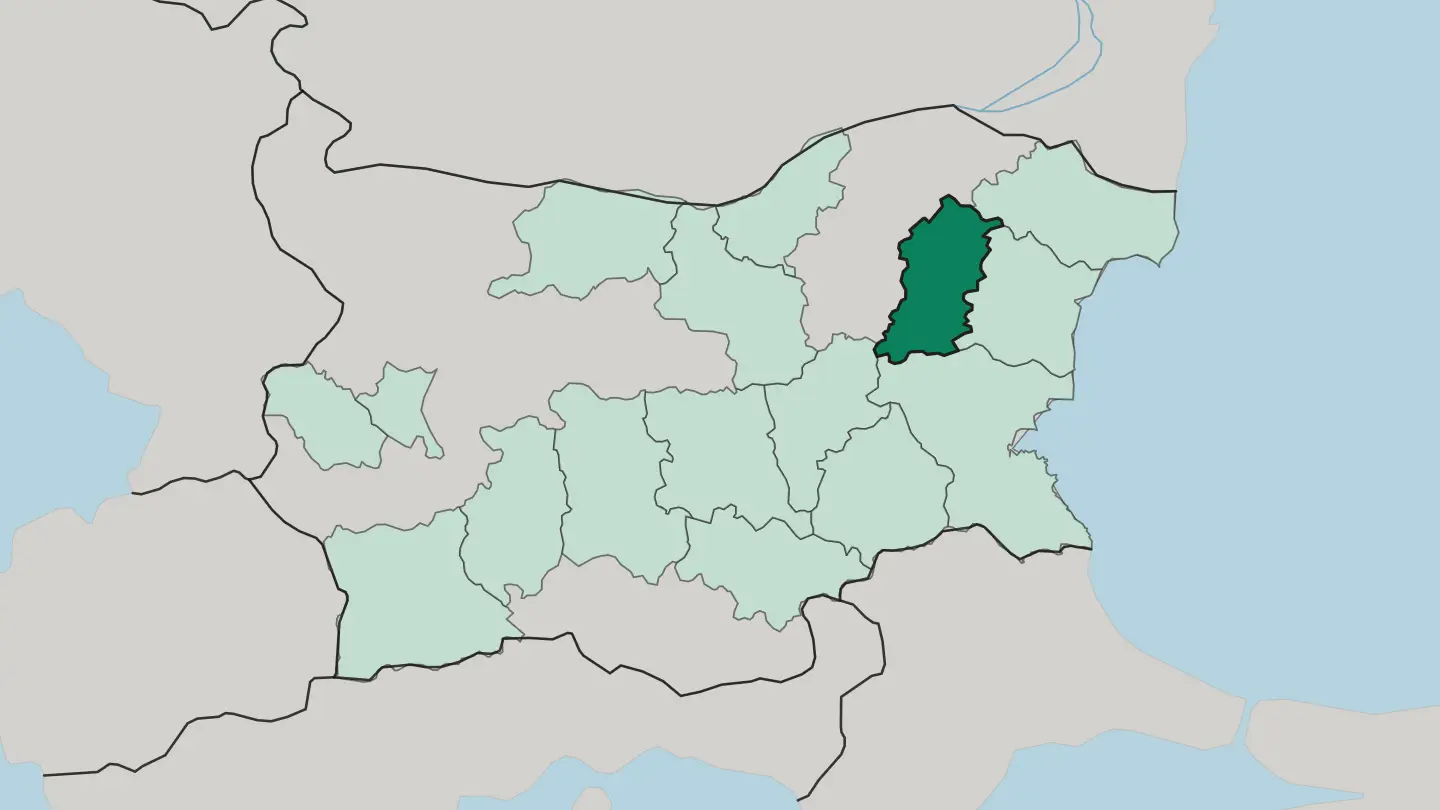 Map of Oblast Shumen in Bulgaria