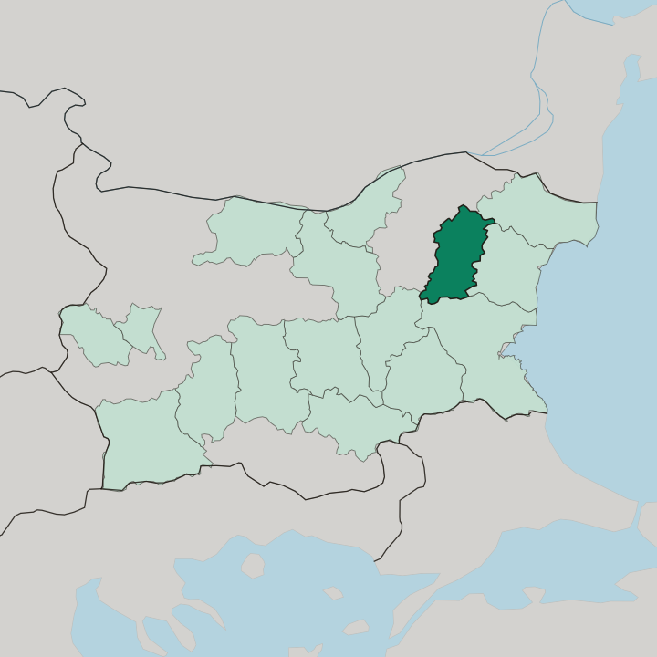 Map showing Oblast Shumen — In Bulgaria