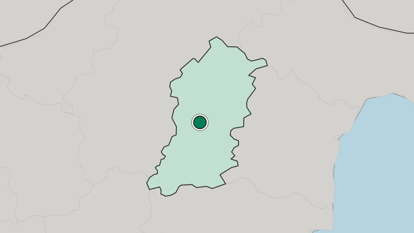 Map of Shumen in Bulgaria