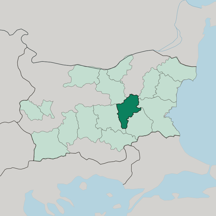 Map showing Oblast Sliven — In Bulgaria