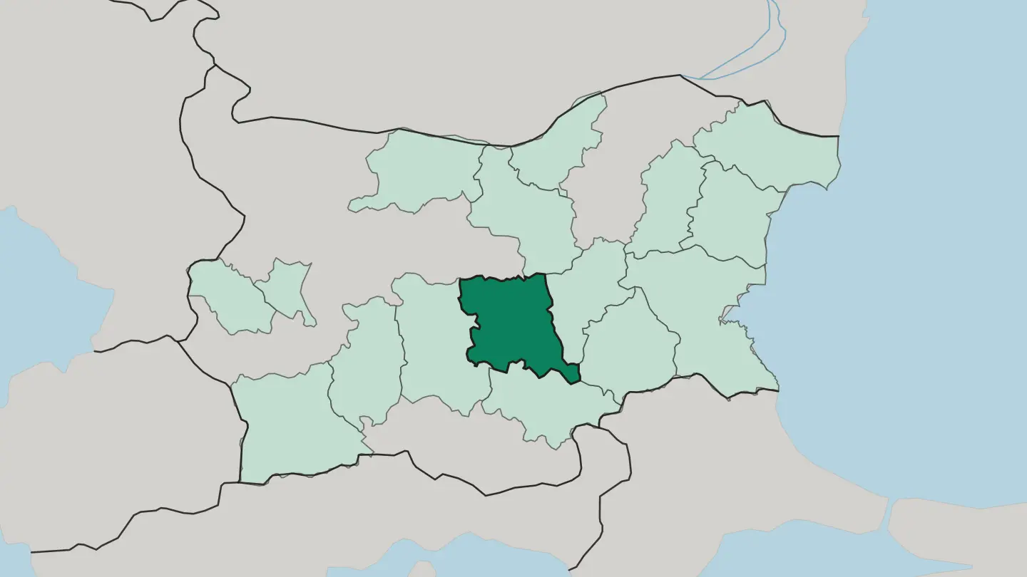 Map of Oblast Stara Zagora in Bulgaria