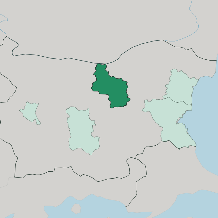 Map showing Oblast Veliko Tarnovo — In Bulgaria